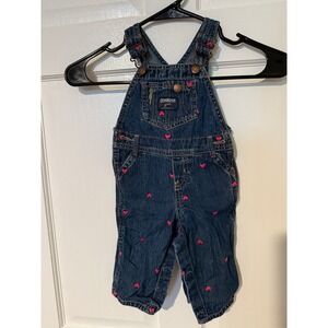 Oshkosh B'Gosh girls embroidered heart overalls size 9 months